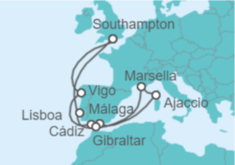 Itinerario del Crucero España, Francia, Gibraltar y Portugal - Princess Cruises