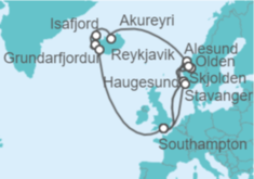 Itinerario del Crucero Fiordos Noruegos e Islandia - Princess Cruises