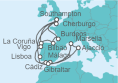 Itinerario del Crucero Francia, España y Portugal desde Londres - Princess Cruises