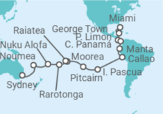 Itinerario del Crucero Desde Miami a Sydney - Holland America Line