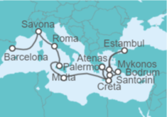 Itinerario del Crucero Mediterráneo y Turquía - Costa Cruceros
