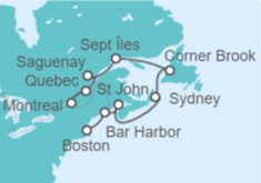 Itinerario del Crucero De Boston a Montreal  - Regent Seven Seas