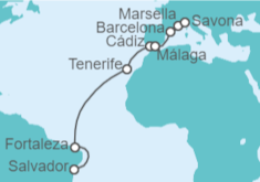 Itinerario del Crucero De Brasil a Europa - Costa Cruceros