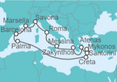 Itinerario del Crucero Mediterráneo al completo - Costa Cruceros