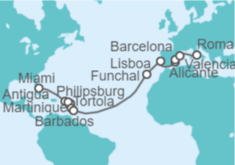 Itinerario del Crucero Desde Miami (EEUU) a Civitavecchia (Roma) - MSC Cruceros