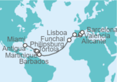 Itinerario del Crucero Desde Miami (EEUU) a Barcelona - MSC Cruceros