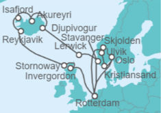 Itinerario del Crucero Islas del Norte y Sagas Vikingas - Holland America Line
