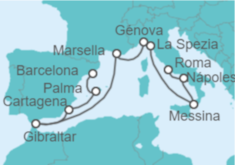 Itinerario del Crucero Gran Mediterráneo Occidental - Princess Cruises