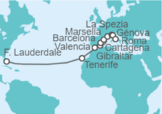 Itinerario del Crucero Transatlántico al Mediterráneo - Princess Cruises