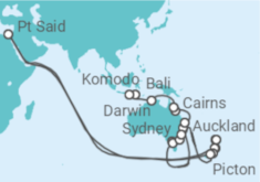 Itinerario del Crucero Desde Auckland (Nueva Zelanda) a Benoa (Bali, Indonesia) - Seabourn