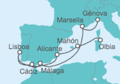 Itinerario del Crucero Francia, España, Portugal - MSC Cruceros