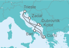 Itinerario del Crucero Italia, Montenegro, Croacia - AIDA