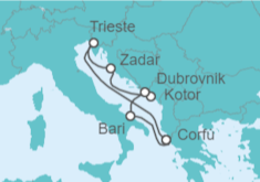 Itinerario del Crucero Islas Griegas, Croacia y Montenegro - AIDA