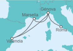 Itinerario del Crucero España, Francia, Italia - MSC Cruceros