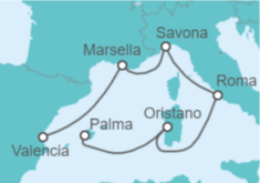 Itinerario del Crucero Francia, Italia - Costa Cruceros