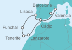 Itinerario del Crucero España, Portugal - Costa Cruceros
