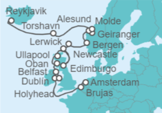 Itinerario del Crucero Desde Amsterdam (Holanda) a Reykjavik (Islandia) - WindStar Cruises