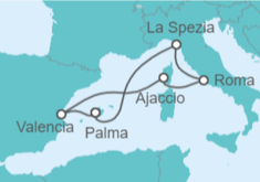 Itinerario del Crucero Italia, Francia y España - AIDA