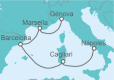 Itinerario del Crucero Francia, España, Italia - Costa Cruceros