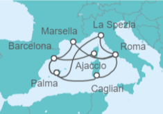 Itinerario del Crucero Italia, Francia, España - AIDA
