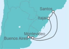 Itinerario del Crucero Brasil, Uruguay - Costa Cruceros