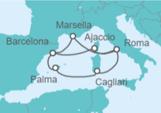 Itinerario del Crucero Francia, España e Italia - AIDA