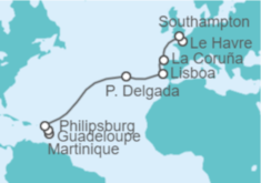 Itinerario del Crucero Guadalupe, Saint Maarten, Portugal, España, Francia - MSC Cruceros