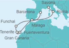 Itinerario del Crucero Italia, España, Portugal - Costa Cruceros