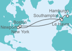 Itinerario del Crucero Transatlántico de ida y vuelta - Cunard