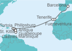 Itinerario del Crucero Desde Barcelona a Guadalupe - Costa Cruceros