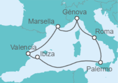 Itinerario del Crucero Italia, España, Francia - MSC Cruceros