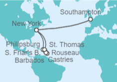 Itinerario del Crucero Caribe desde Londres  - Cunard