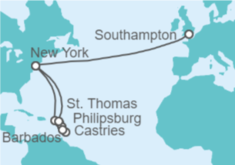 Itinerario del Crucero De Nueva York a Londres  - Cunard
