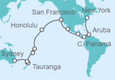 Itinerario del Crucero De Nueva York a Sydney  - Cunard