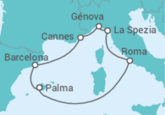 Itinerario del Crucero De la Croisette a los barrios romanos 2025 - MSC Cruceros