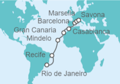 Itinerario del Crucero Brasil, Cabo Verde, España, Marruecos, Francia - Costa Cruceros