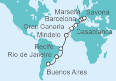 Itinerario del Crucero Brasil, Cabo Verde, España, Marruecos, Francia - Costa Cruceros