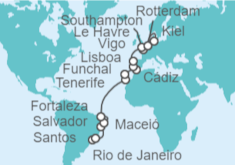 Itinerario del Crucero Desde Brasil  a Alemania - Costa Cruceros