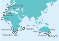 Itinerario del Crucero De Sydney a Hamburgo - AIDA