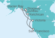 Itinerario del Crucero Alaska - Bahía Glaciar - Princess Cruises