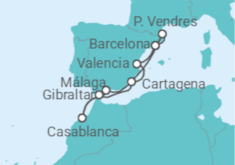 Itinerario del Crucero España, Gibraltar, Marruecos - Seabourn