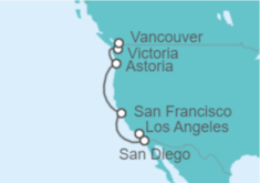 Itinerario del Crucero Costa del Pacífico - Los Angeles/Vancouver - Princess Cruises