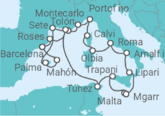 Itinerario del Crucero España, Francia, Mónaco, Italia, Malta, Túnez - Seabourn