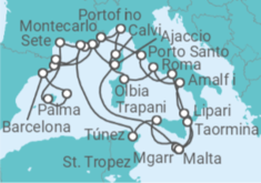 Itinerario del Crucero Desde Montecarlo (Mónaco) a Barcelona - Seabourn