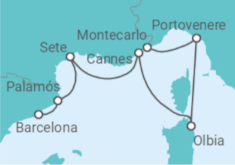 Itinerario del Crucero Italia, Francia, España - Seabourn