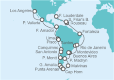 Itinerario del Crucero Sudamérica desde Los Ángeles - Princess Cruises