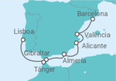 Itinerario del Crucero Gibraltar, Marruecos y España - Seabourn