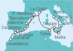 Itinerario del Crucero Desde Civitavecchia (Roma) a Barcelona - Seabourn