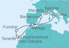 Itinerario del Crucero Italia, España, Portugal - Costa Cruceros