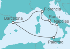 Itinerario del Crucero Mediterráneo deslumbrante - Disney Cruise Line